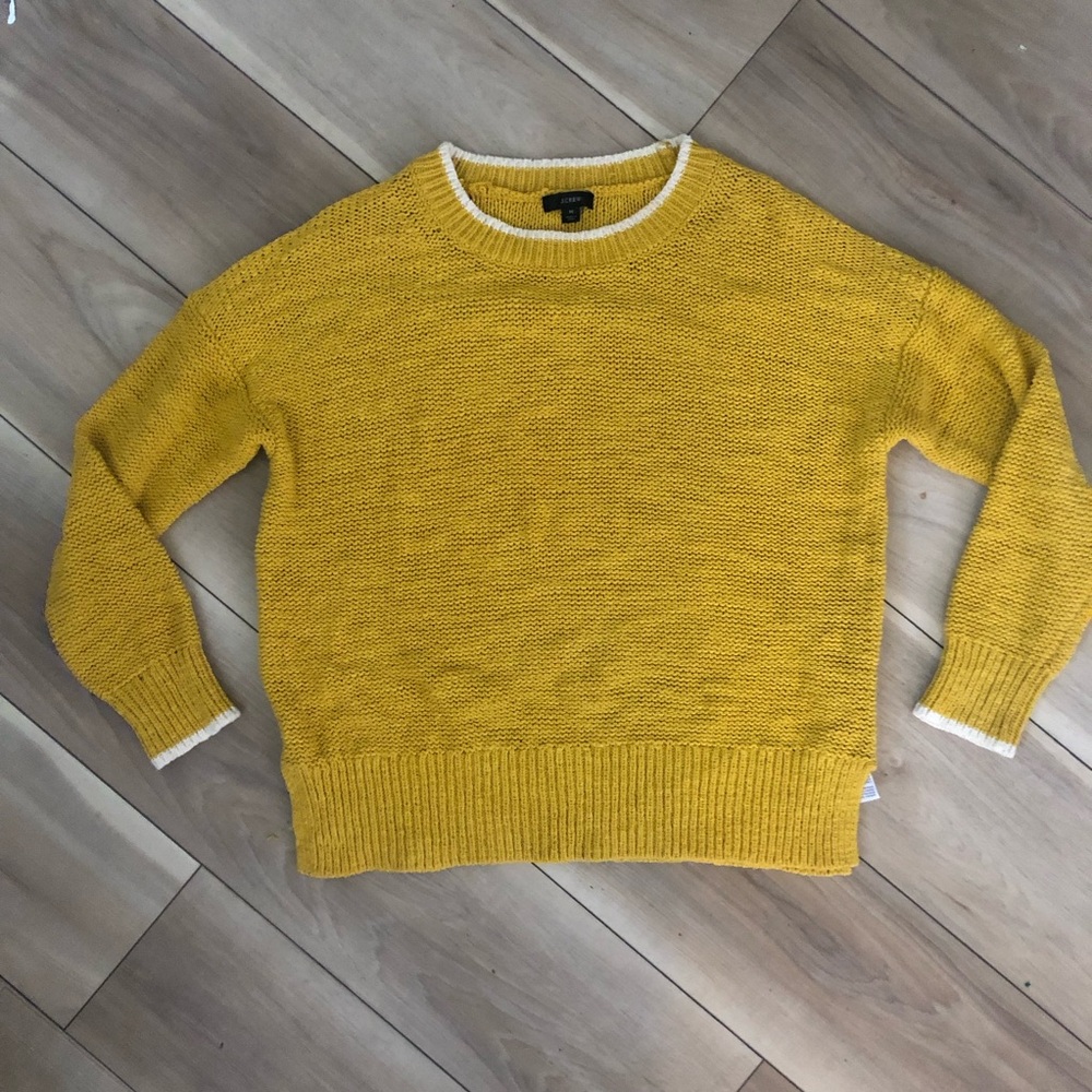 Reimagined by J. Crew • Mustard Knit Sweater with Cream Detailed •women’s medium